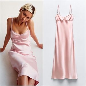 ZARA Dainty Baby Pink Babydoll Slip Dress
